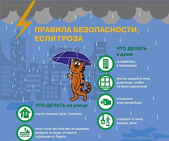 МЧС предупреждает о безопасности во время грозы
