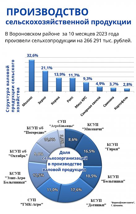 Производство сельскохозяйственной продукции в Вороновском районе (инфографика)