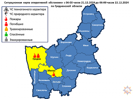 Погиб 1 человек. За прошедшие сутки на территории Гродненской области произошло 2 пожара